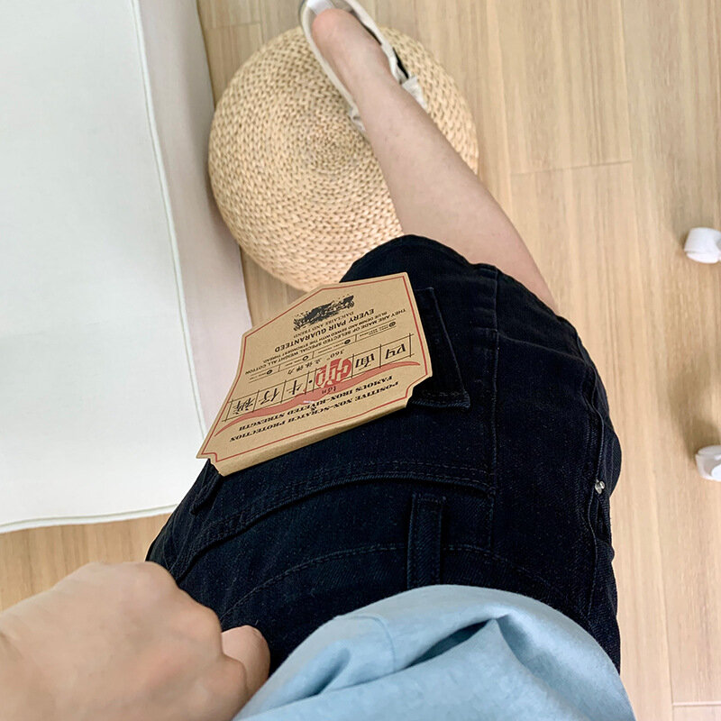 Американские нишевые джинсовые шорты в стиле ретро для женщин, Новинка лета 2024, стройнящие пряные трапециевидные брюки с высокой талией для девушек