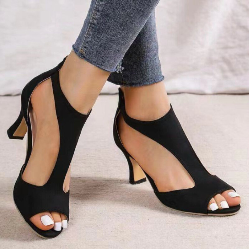 Damskie sandały 2024 nowe gorące lato seksowne wysokie obcasy modne sandały na obcasie obuwie damskie Sandalias De Mujeres En Oferta