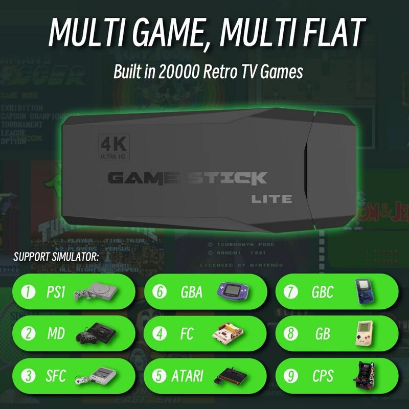 DATA FROG konsol Video Game Retro, konsol Game nirkabel 2.4G, stik Game 4k 10000 Game portabel untuk Game TV 20000
