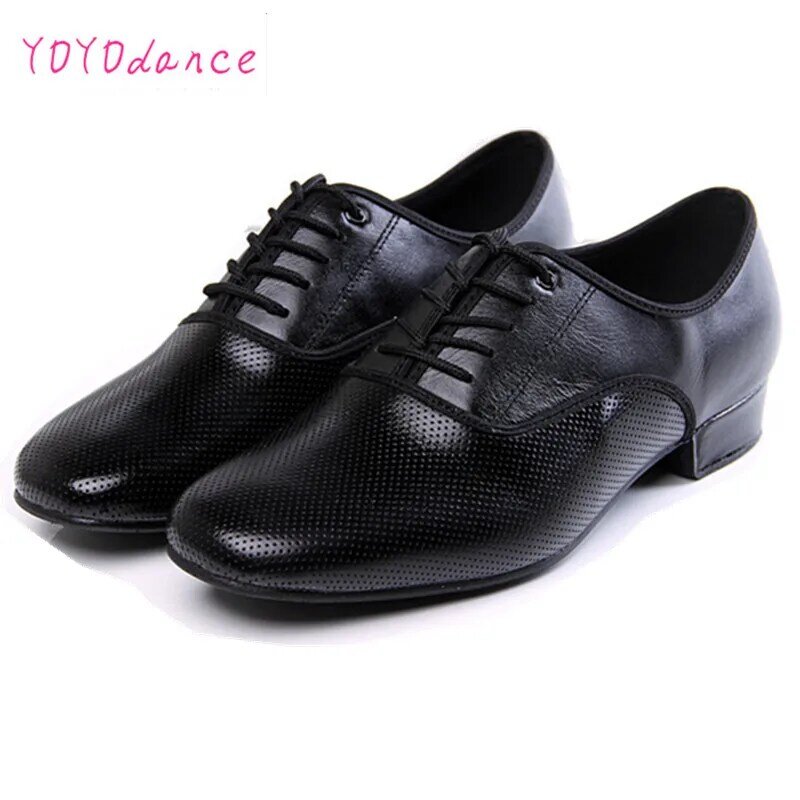 Кожаные мужские кроссовки; Черные туфли для латинских танцев на плоской подошве; Размеры для бальных танцев