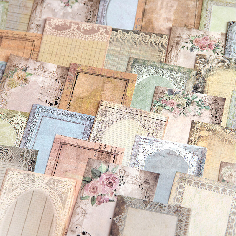 30Sheets Lace Flower Patterns Material Window Decoration Words Sticky Memo Paper Pads Supplies Notebooks Scrapbook 120*85MM