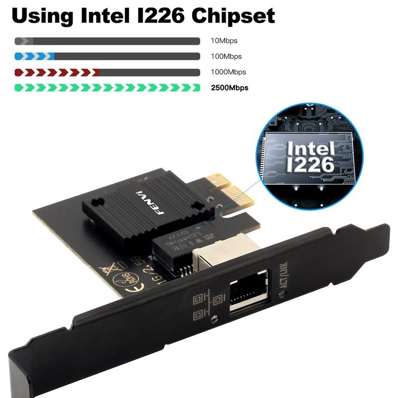 2500Mbps PCI-E ke RJ45 kartu jaringan I226 Chip Gigabit Ethernet 100/1000/2500Mbps RJ45 LAN PCIe Adapter untuk Laptop PC Win 10/11