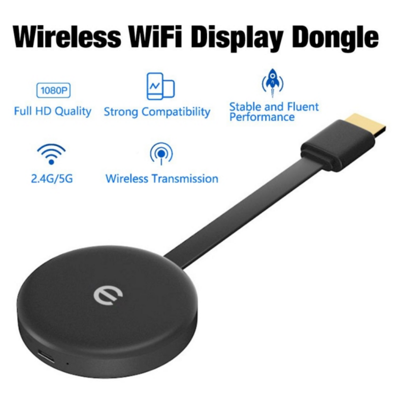 C13 2.4G/5G 1080P Wireless Screen Sharing Device Display Dongle TV Stick TV Receiver Mobile Screen Adapter (Hitam) untuk Smartlife