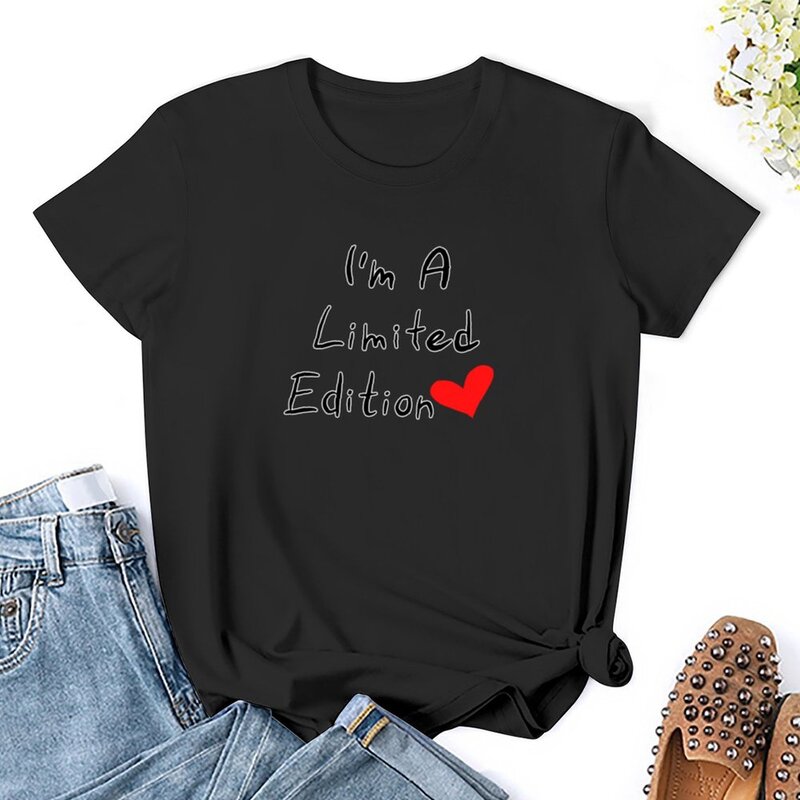 Jestem limitowaną edycją T-Shirt Estetyczna odzież damska, oversize'owe koszulki rock and roll dla kobiet