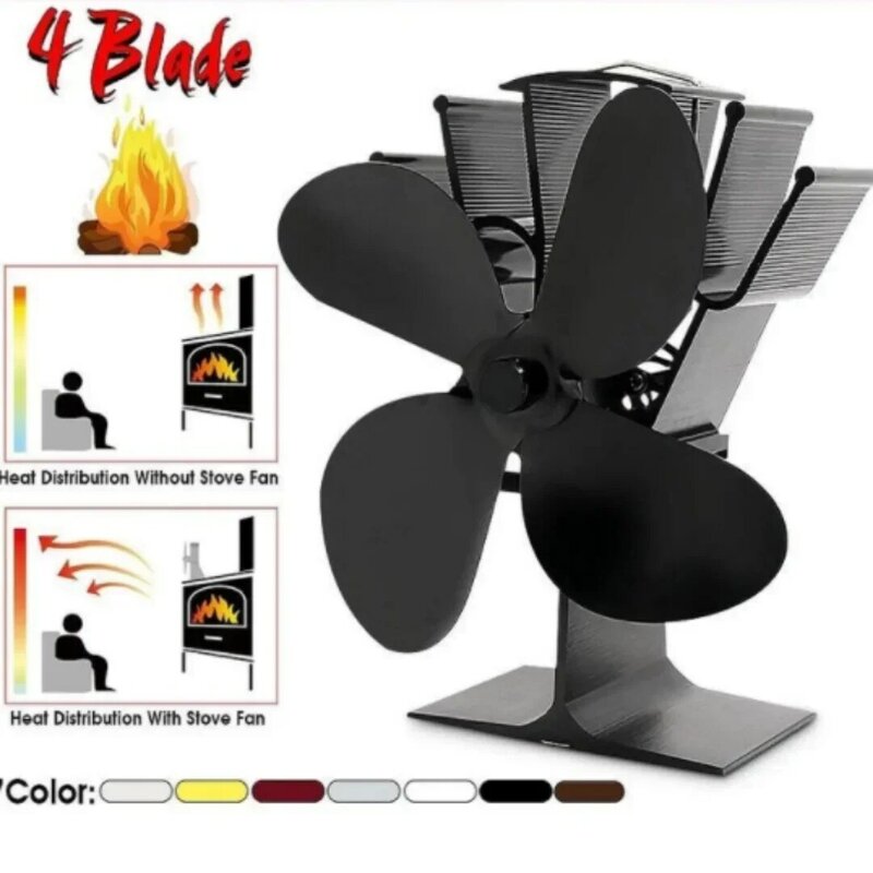 4/5/7 Blades Heat Powered Stove Fan Fireplace Wall Mounted Mini Fan Log Wood Burner Eco-fan Quiet  Fireplace Burner Heat Powered