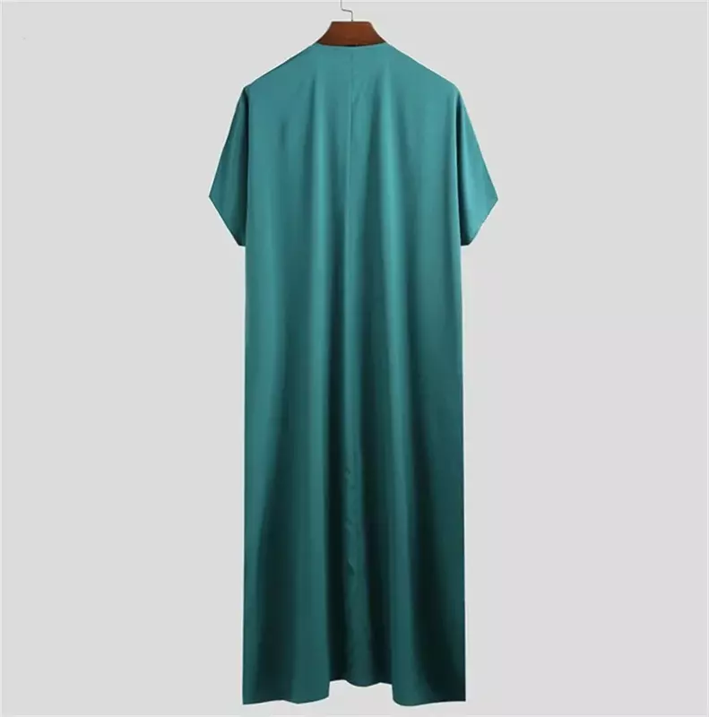 Neue Sommer muslimische Nahost Arab Dubai Kleid Malaysia einfarbig Kurzarm langes Kleid muslimische Robe Herren Freizeit kleidung