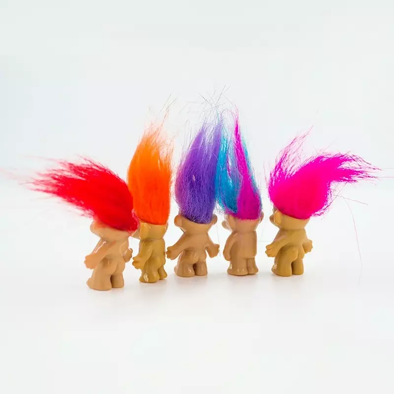 5 sztuk/partia Anime figurka Kawaii trolle lalki kolorowe włosy modele członków rodziny zabawki dla dzieci dla dzieci prezent nostalgiczny dorosły