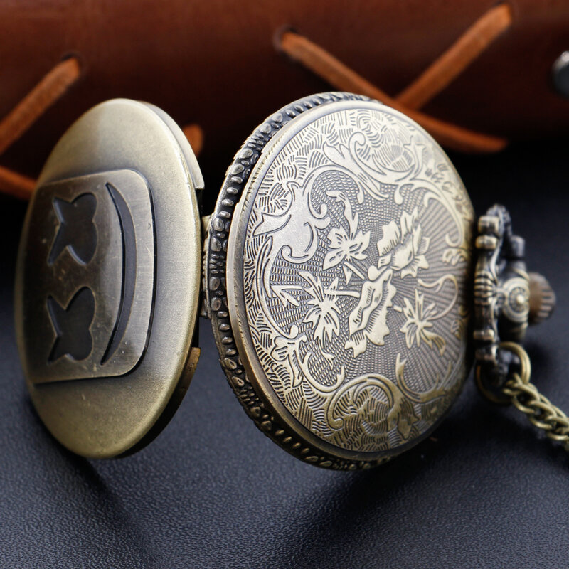 Słynny i popularny Dj głowy obraz kieszonkowy zegarek kwarcowy brąz antyczne stali Fob wisiorek z zegarem akcesoria naszyjnikowe prezent
