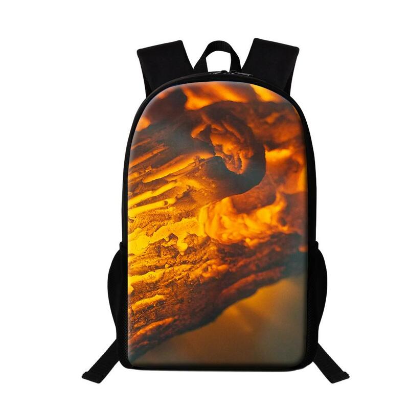 16 Inch School Bags For Elementary Student Cool Fire Blaze Design Backpack Male Daily Daypack Children Multifunctional Backpack