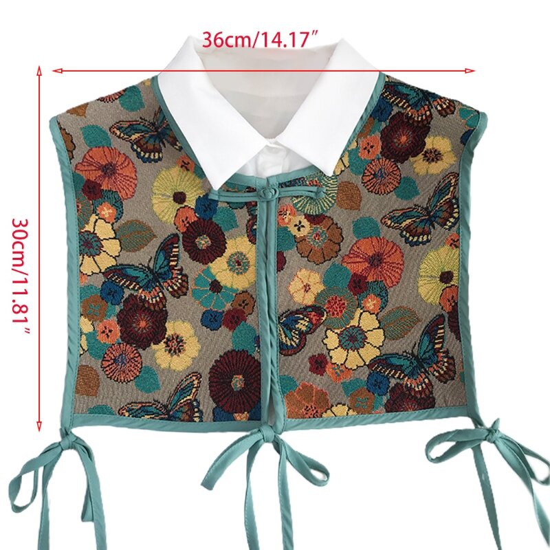 Women Chinese Embroidery Half Top Shawl Vintage Flroal Cheongsam Fake Collar Decorative Neck Cover Dickey Drop Shipping