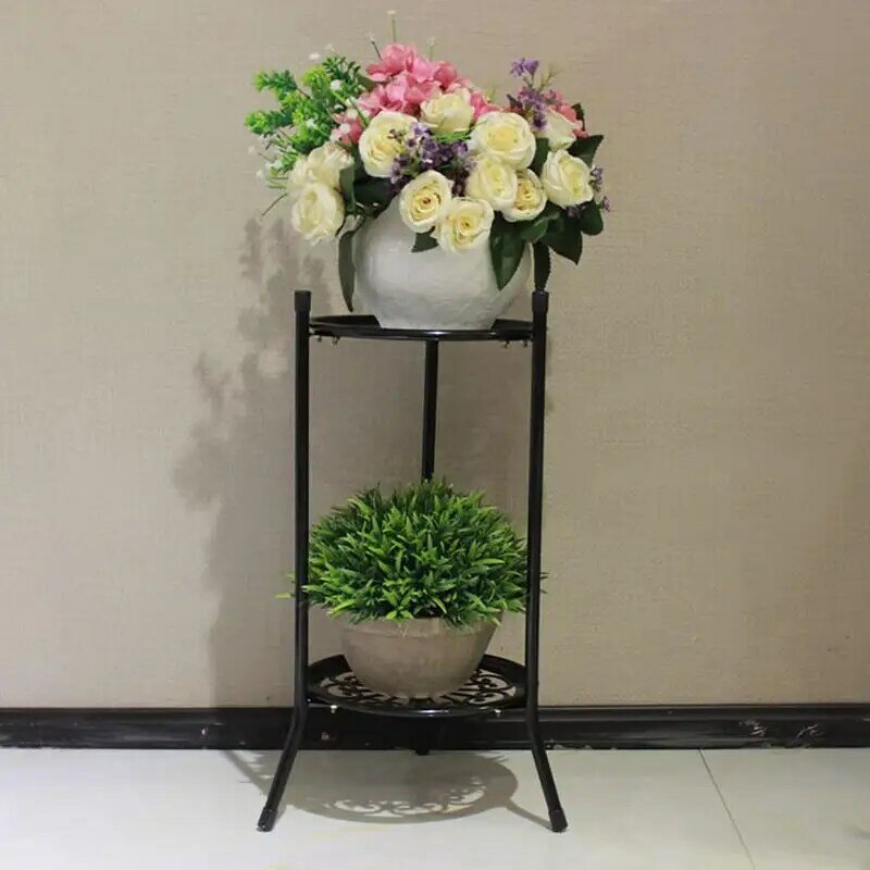 Supporto per piante alto a 2 livelli scaffale per piante in metallo supporta Rack per la decorazione domestica di interni ed esterni vaso di fiori decorazioni da giardino