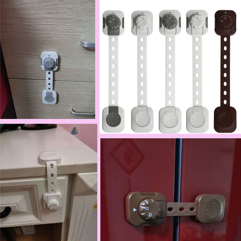 3 Buah/Set Kunci Tali Pengaman Anak Kunci Pengaman Bayi Plastik Perekat Multifungsi untuk Lemari dan Laci, Toilet, Kulkas