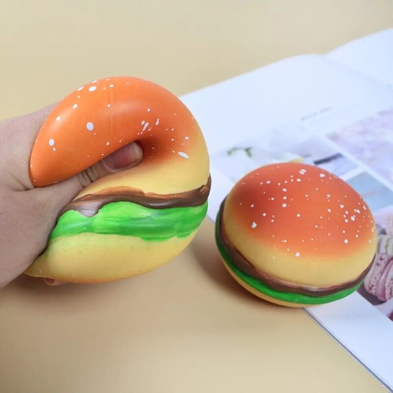 재미있는 버거 볼 3D 햄버거 피젯 장난감, 실리콘 감압 실리콘 핀치 감압 장난감, 피젯 감각 장난감
