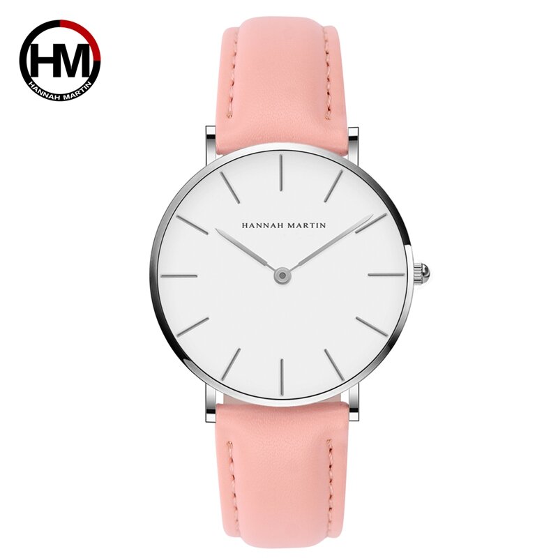 Hannah Martin Brand Luxury Fashion Watch Women Leather Watch Ladies Classic Simple Quartz Bracelet Wrist Watch Women's Clock