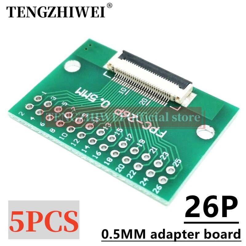 5PCS FFC/FPC adapter board 0.5MM-26P to 2.54MM welded 0.5MM-26P flip-top connector