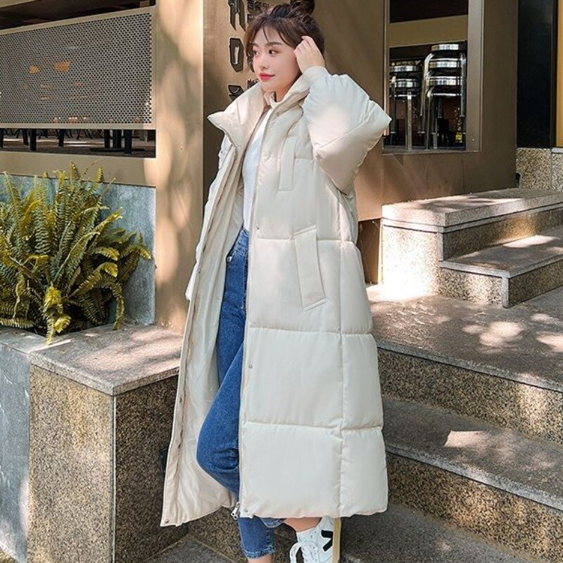 2023 New Women Down Cotton Coat Winter Jacket Female Mid Length Version Parkas Loose Thick Warm Outwear Hooded Fashion Overcoat