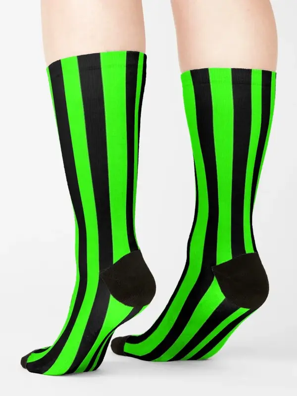 Calzini a righe verticali verde Neon e neri regali divertenti stivali da trekking in cotone calzini da donna maschile