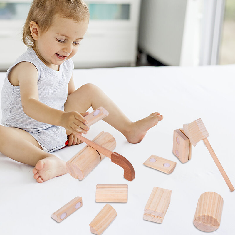 Siekanie drewniana zabawka symulacja Chop drewno opałowe gra drewniane zabawki Montessori zestaw świąteczny prezent urodzinowy dla małych dzieci dziewcząt chłopców