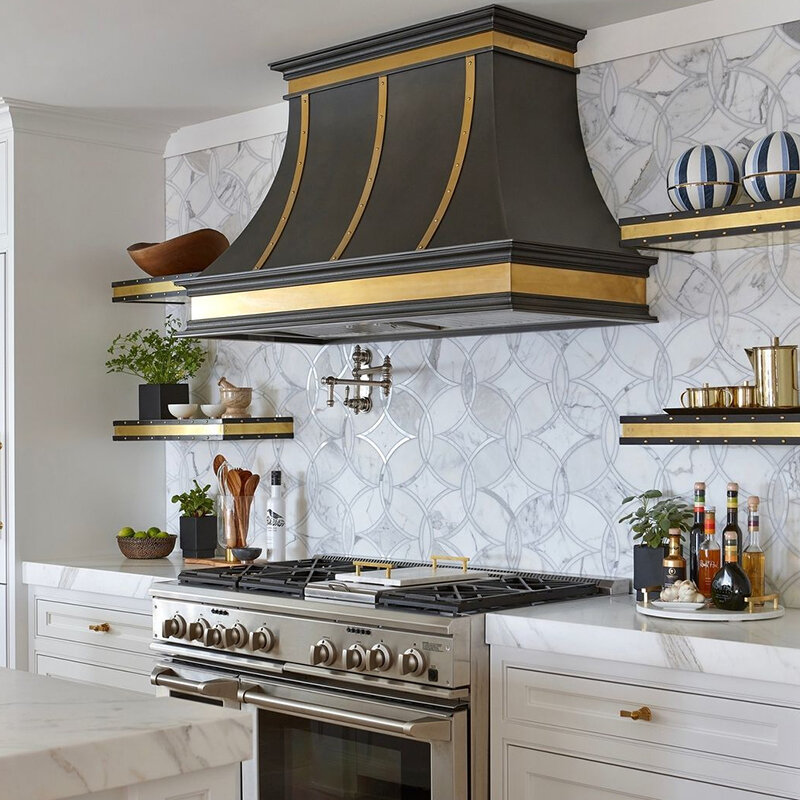 Küchen hauben Edelstahl mit hand gefertigten und gebogenen Messing Custom Design Luxus elektrische glatte Wand geräuscharm montiert