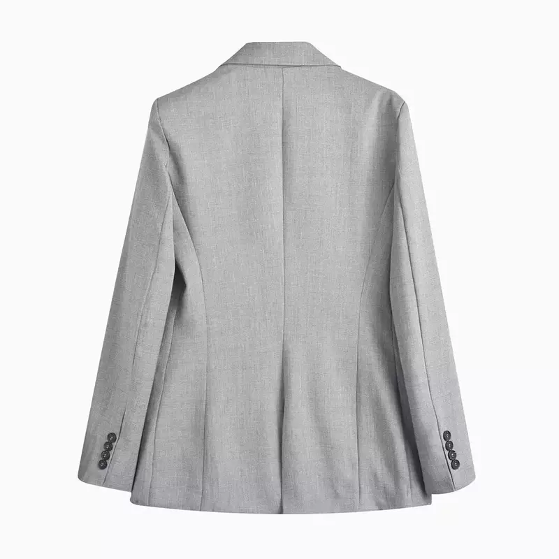 Women's 2024 New Fashion Flip Pocket Decoration Loose Single breasted Casual Suit Coat Retro Long sleeved Women's Coat Chic Top