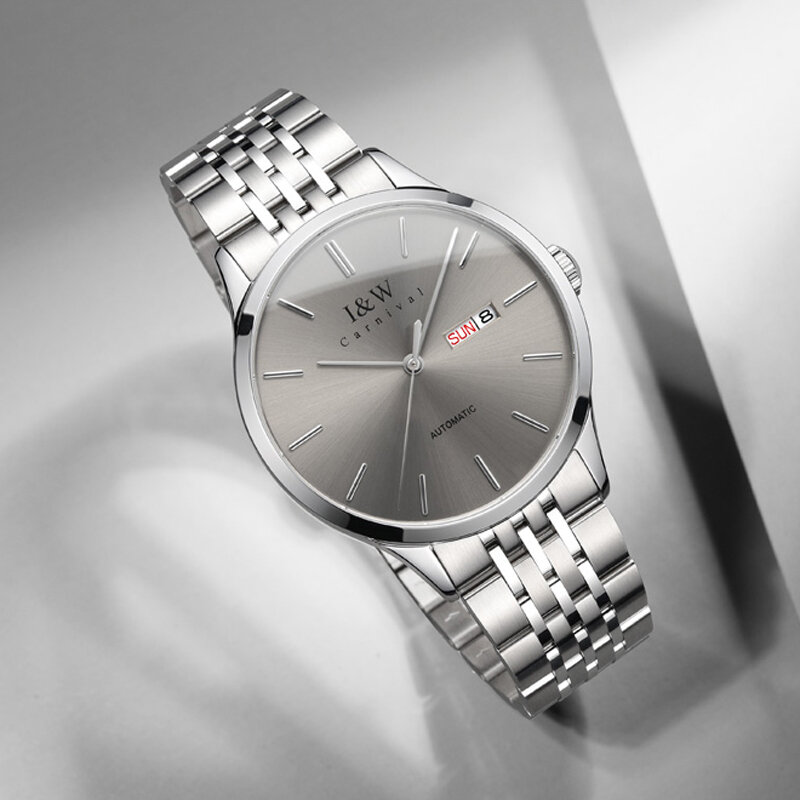 Nowy zegarek IW mężczyźni MIYOTA automatyczny zegar mechaniczny męskie zegarki zegarek ze stali nierdzewnej z kalendarzem męski Relogio Masculino