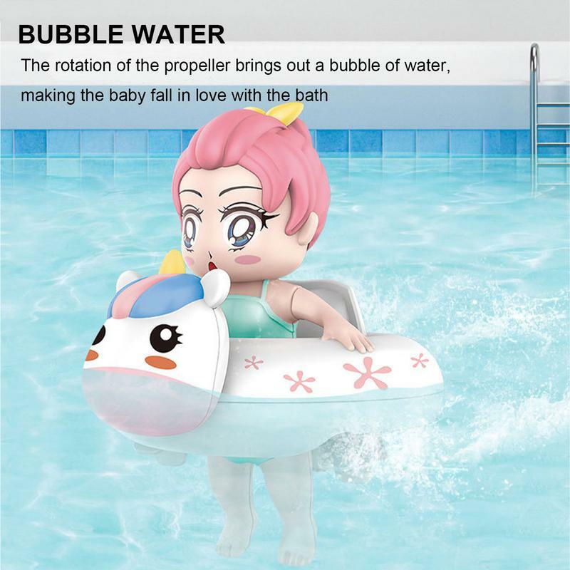 Wind Up Bath Toys Baby Bath Girl Swinging Toys Floating Wind Up Toys With Swimming Rings For New Born Baby Bathtub Water Toys