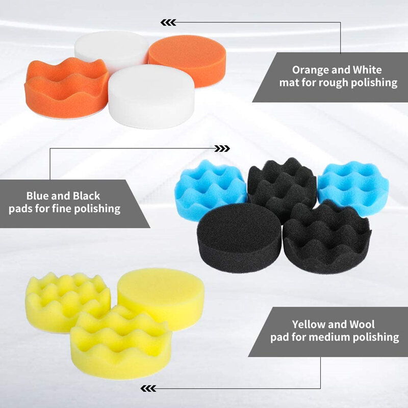 3inch Car Polishing Pad Kit  Sponge Polish Pads Remove Scratches Car Buffing Waxing Cleaning Set for Polisher Buffer Tool