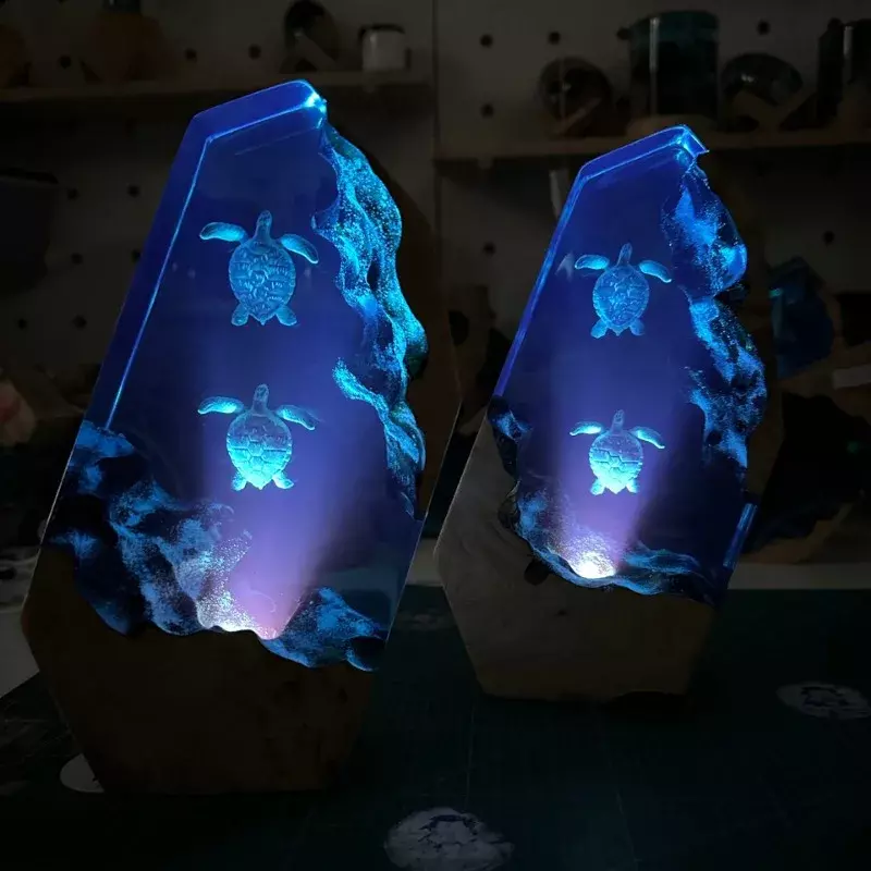 Lampu meja Resin organisme Dunia dasar laut panas lampu dekorasi seni creaktif lampu malam tema gua selam isi daya USB