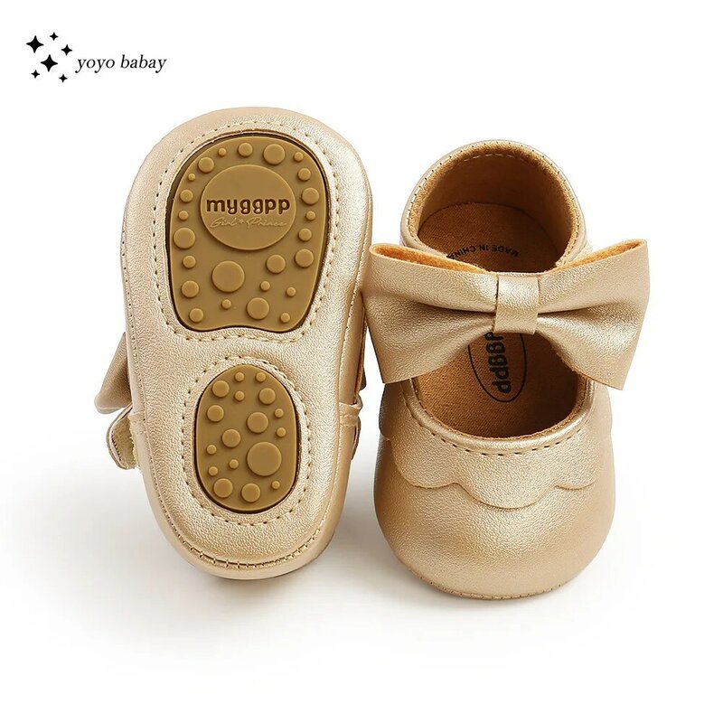Soft Leather Lace Baby Girls Princess Shoes  Newborn Moccasins Shoes Rubber Sole Prewalker Non-slip Toddlers First Walkers