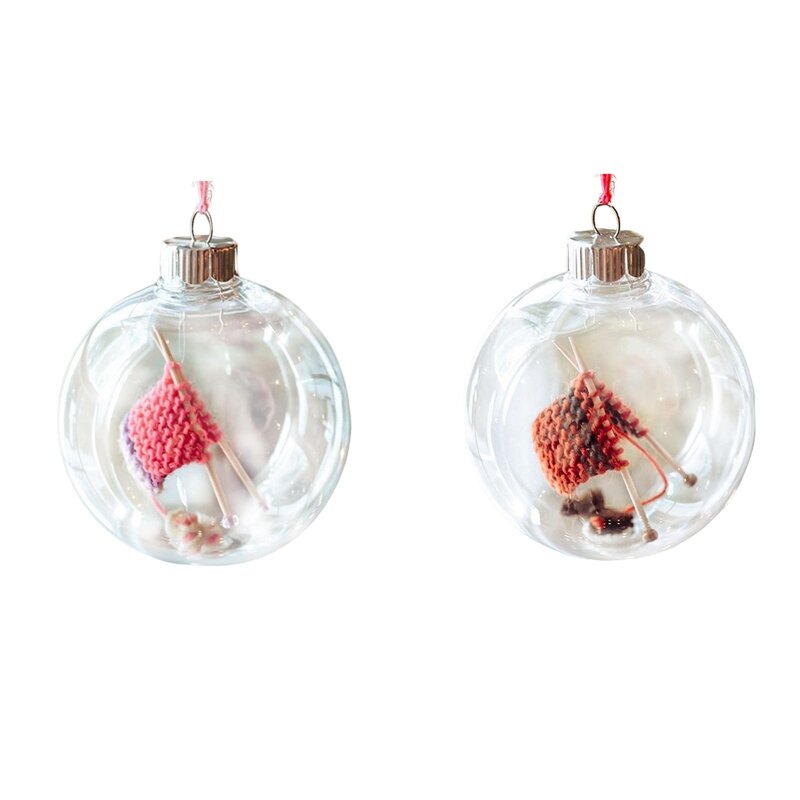 Knitting Christmas Ball Ornament - Knitting And Crocheting Decorative Ball Ornament With Hanging Hoop - Winter Party