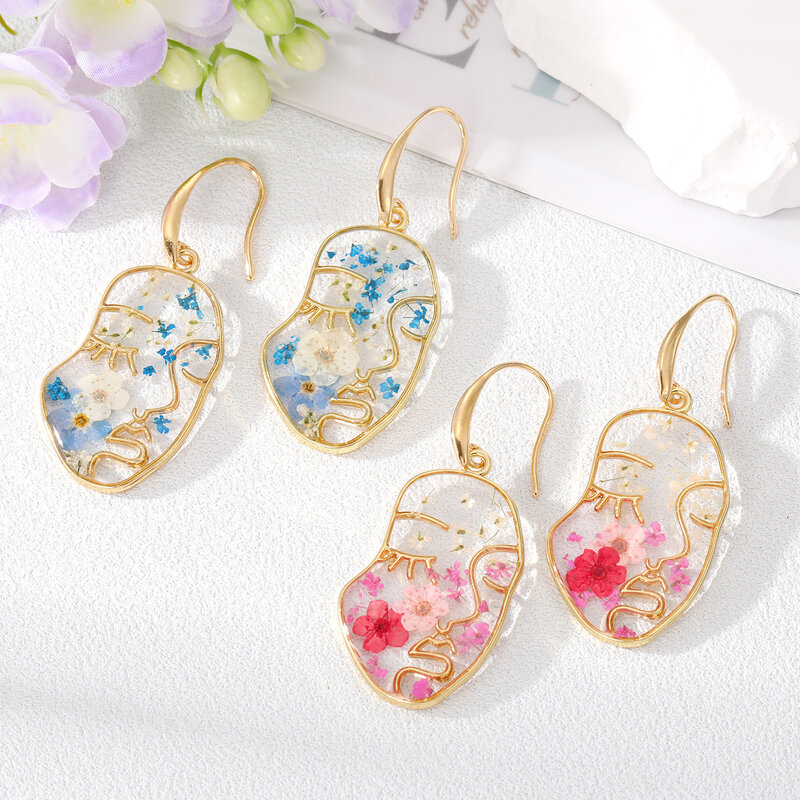 Orecchini di fiori secchi unici moda donna orecchini floreali reali colorati resina creativa orecchini di fiori immortali epossidici gioielli