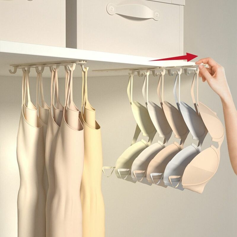 شماعات تخزين الملابس الداخلية متعددة الوظائف ، رف تجفيف الملابس قابل للسحب العملي ، خطاف صف مزدوج دائم