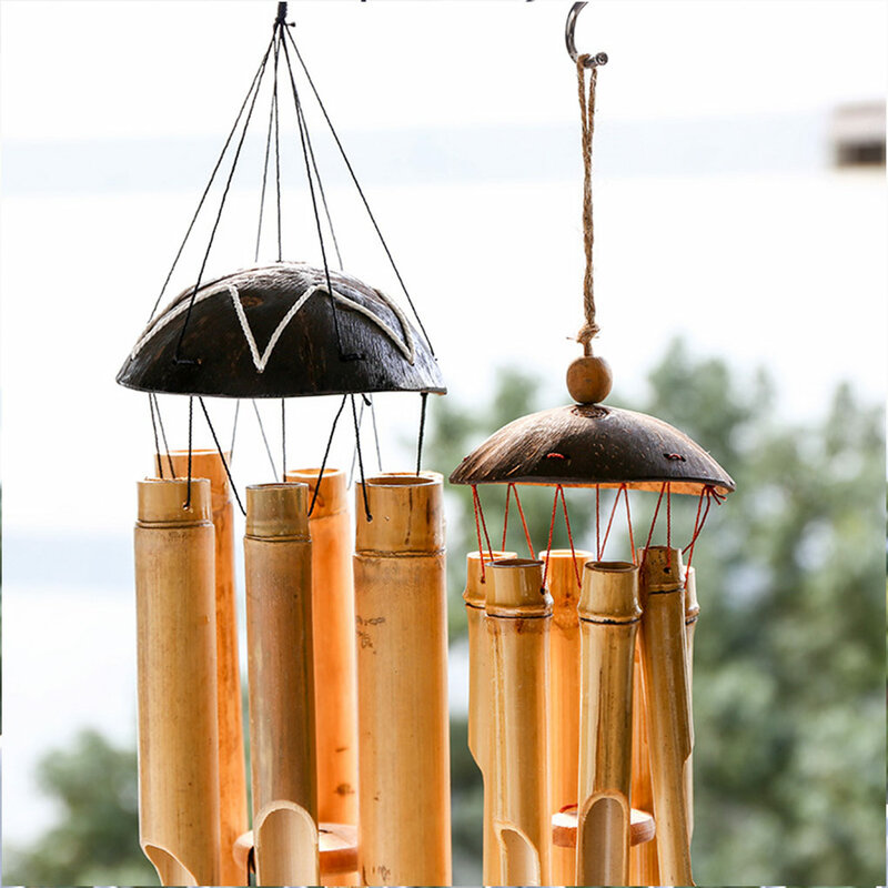 Wind Chime Bamboo DIY Scene Layout Balcony Pendant Prop Tearoom Bamboo Tubes Crafts Hanging Adorns Props Patio