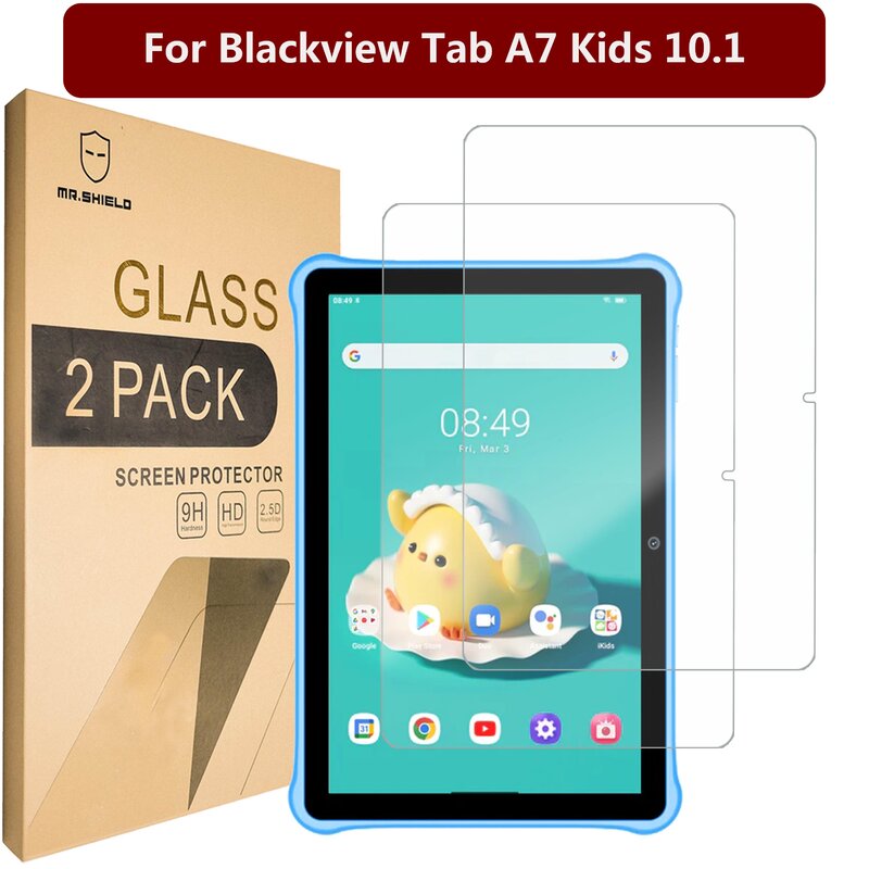 Mr.Shield pelindung layar untuk Blackview Tab A7 Kids 10.1, kaca Tempered Jepang dengan kekerasan 9H