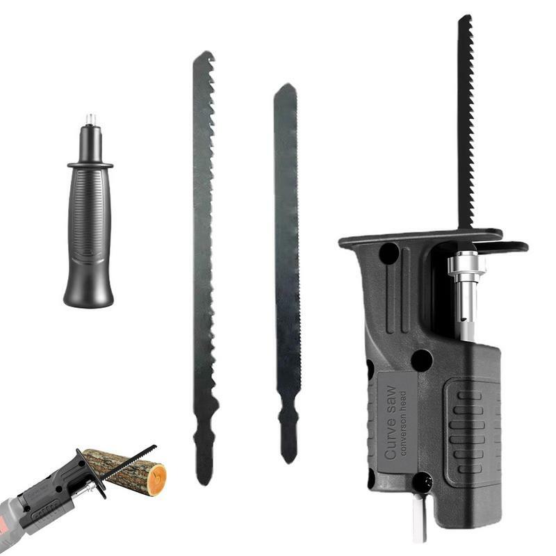 Adaptador de sierra para taladro eléctrico portátil, Kit de mango de hojas de sierra de cabeza de conversión para corte de madera y Metal