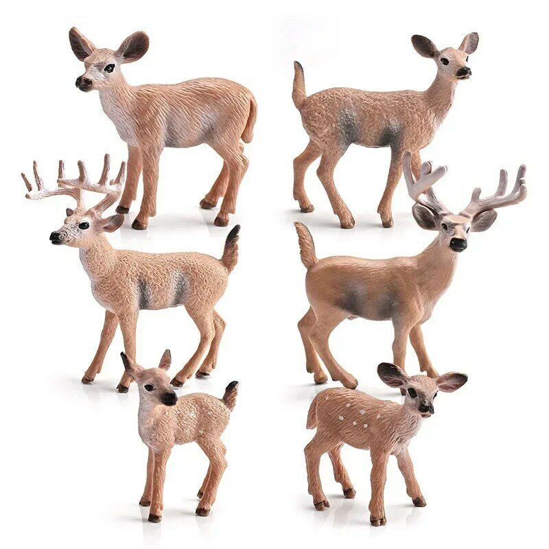 1pc Simulation Animal Model Figure Plastic Decoration Educational Toy Deer Figurine Kids Gift Miniature Forest Animal Zoo Statue