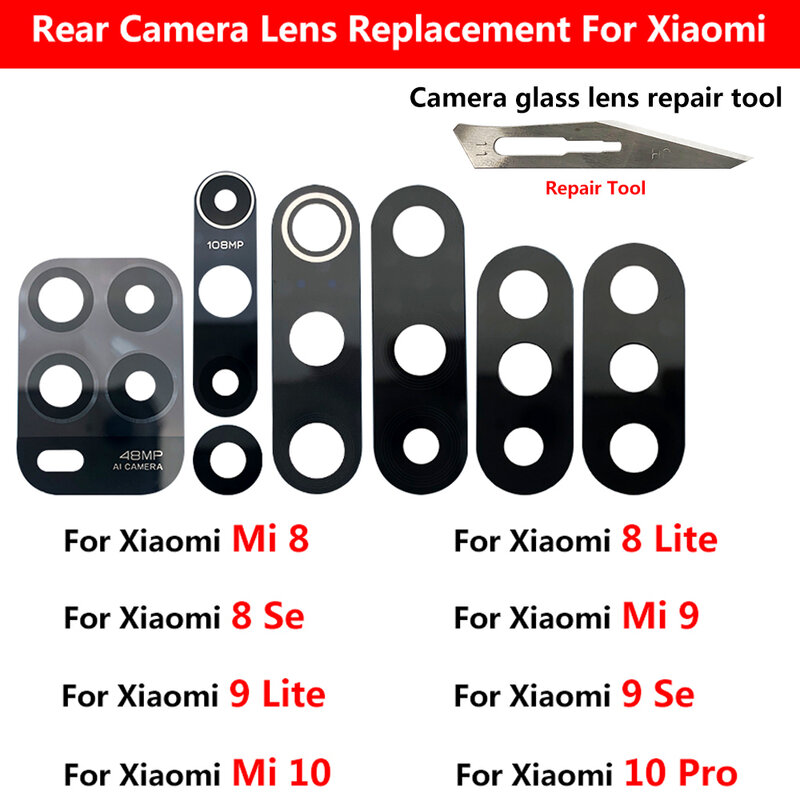 عدسة زجاجية للكاميرا الخلفية البديلة مع ملصق لاصق ، جديد ، Xiaomi Mi 10 ، 9 ، 8 Lite ، SE ، 9T ، Note 10 Pro ، 10T Lite 5G