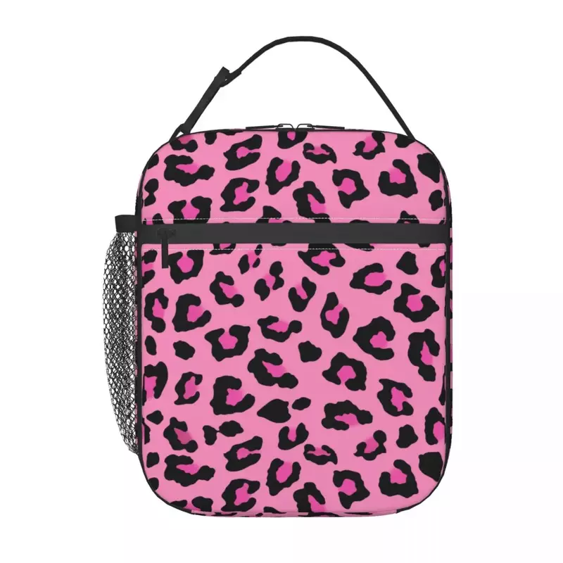 Fiambrera térmica con estampado de leopardo rosa, contenedor de almuerzo con diseño único, Bento para viaje