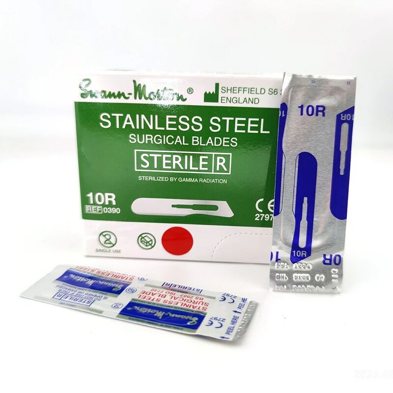 10 шт., лезвия из нержавеющей стали № 10R, стерилизация, независимая упаковка, Произведено в Великобритании