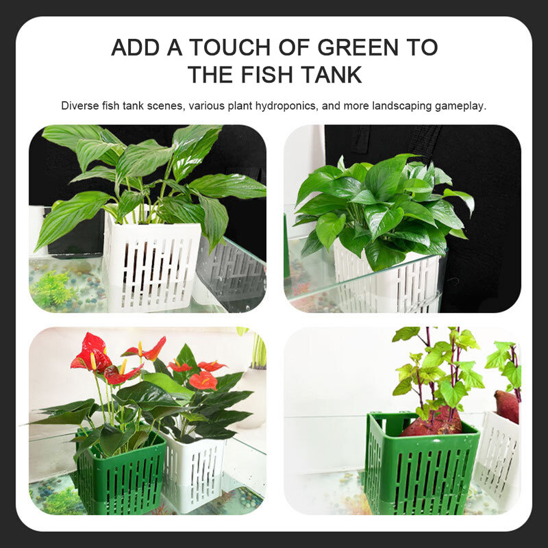 Plastic Hanging Hydroponic Plant Basket Practical Fishtank Decorative Aid For Aquarium Planter