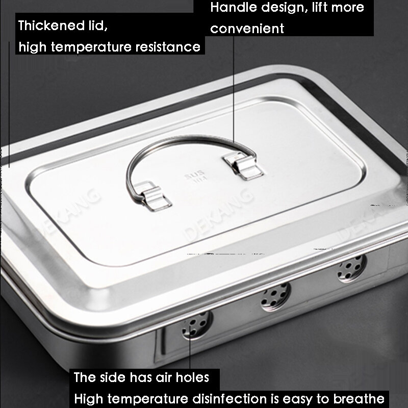 High Temperature Disinfection Tray Infusion Treatment Tray Stainless Steel Disinfection Box With Cover Instrument