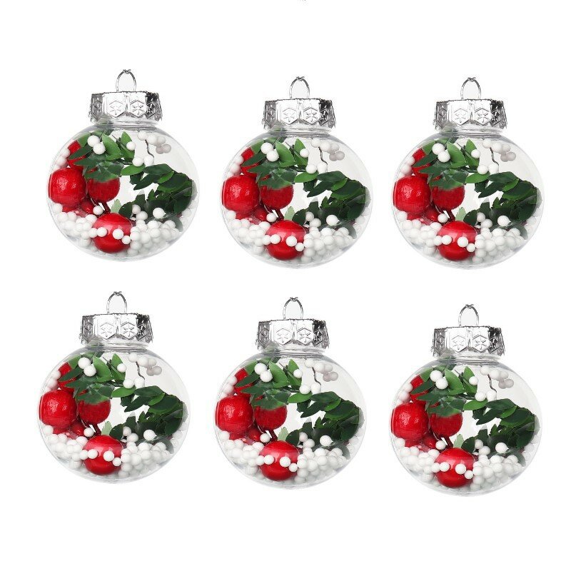 Bolas transparentes rellenables para decoración del hogar, adorno colgante para árbol de Navidad, boda, fiesta de Mas, 6 piezas, 6/8/10cm