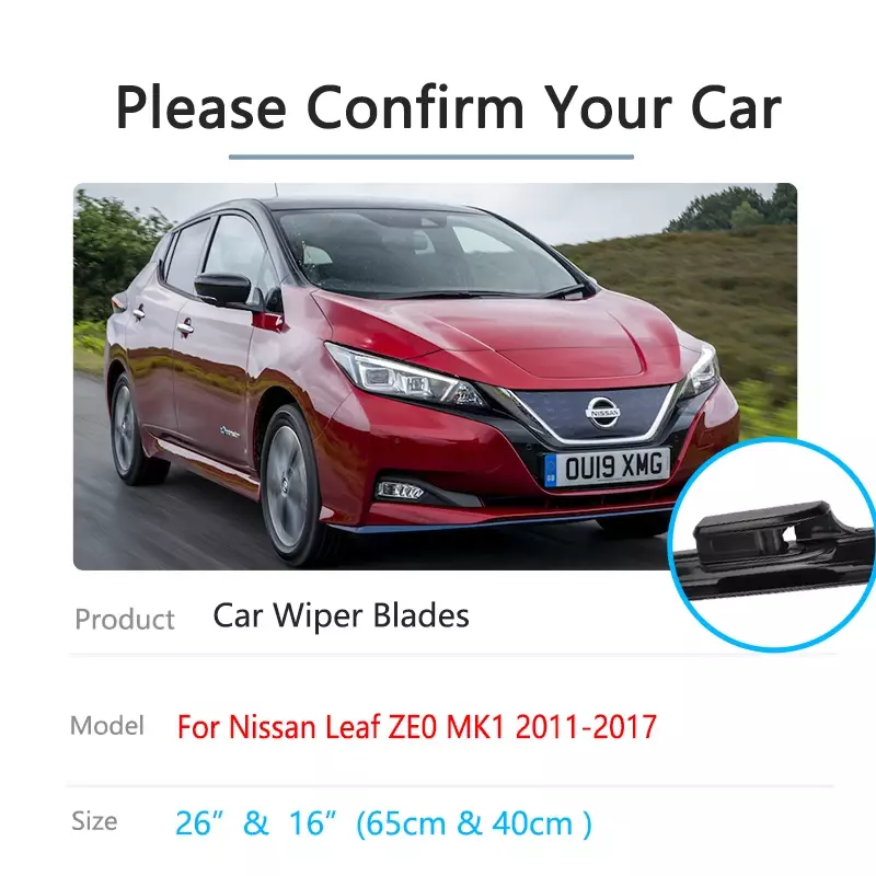 For Nissan Leaf ZE0 MK1 2011~2017 Winter Front Rear Kit Wiper Blades Back of Window Brushes Cleaning Car Accessories Hatchback