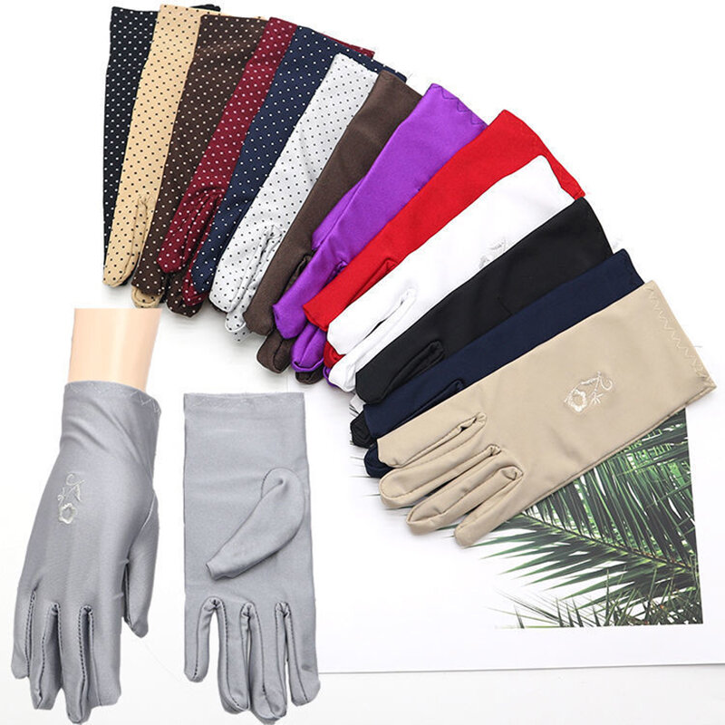 Summer sunscreen gloves spring and autumn thin model electric bike riding driving etiquette elastic jewelry lace UV protection