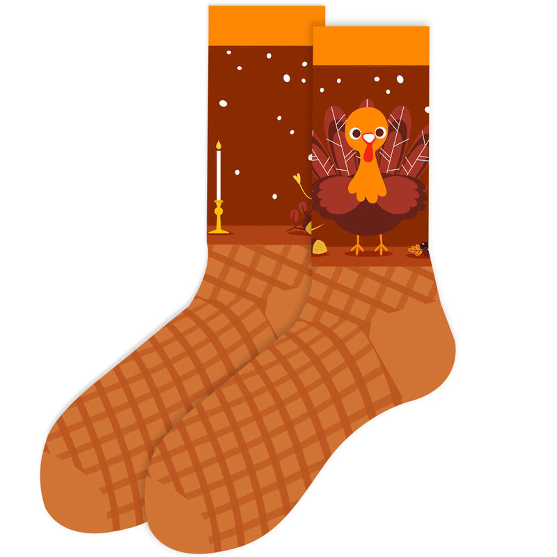 Lustige Frauen Socken Neuheit Cartoon Thanksgiving Truthahn Kürbis Strumpf Mode Streetwear Harajuku Männer Frauen Baumwolle Socken