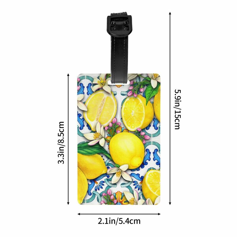 Custom Mediterranean Lemons Tiles Luggage Tag Privacy Protection Baggage Tags Travel Bag Labels Suitcase