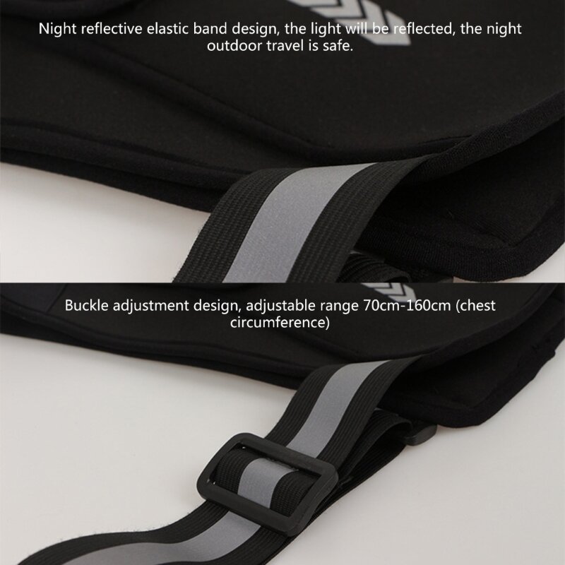 Bolsa pecho ligera para correr con cinturilla deportiva reflectante ajustable, bolsillo para botella agua, chaleco para