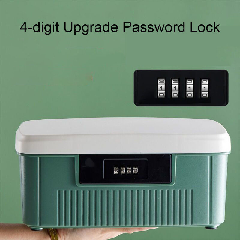 Сейф с четырехзначным замком паролем, бытовой контейнер для наличных, ювелирных изделий, Личная безопасность, паспортный медицинский портативный органайзер, зеркальный