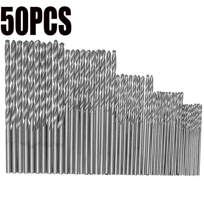 50 pezzi punte da trapano rivestite in titanio HSS Set di punte da trapano in acciaio ad alta velocità strumento trapani multifunzione in metallo utensili elettrici 1/1.5/2/2.5/3mm