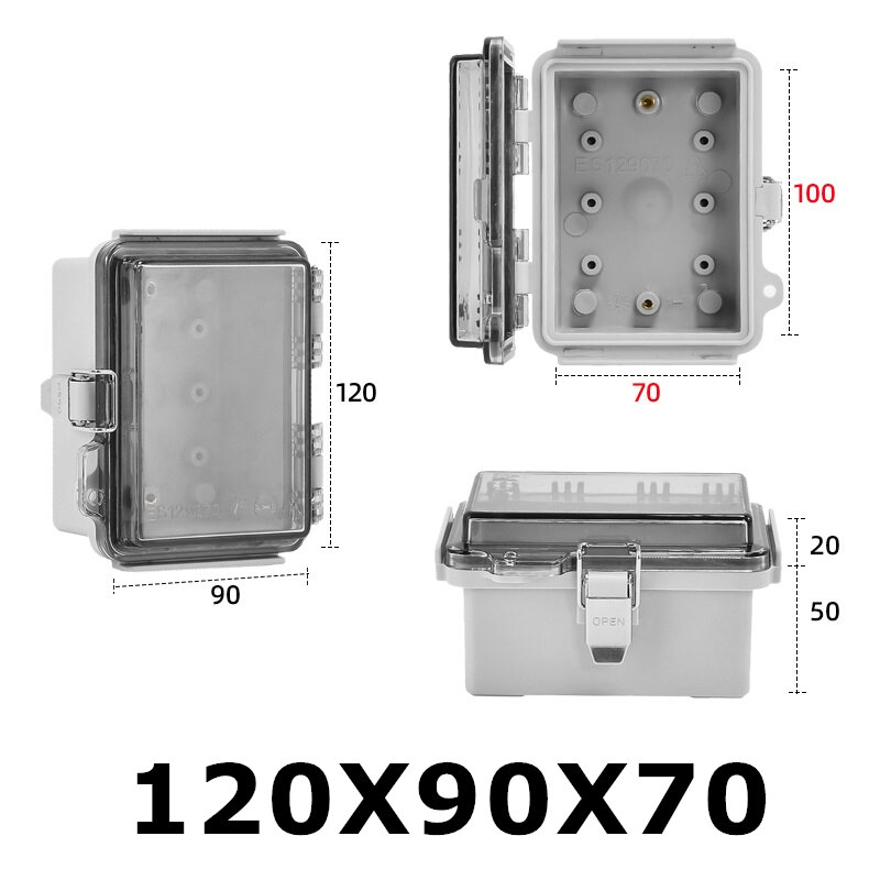 1 Piece 120x90x70mm IP67 Waterproof Terminal Box For Electrical Projects ABS Plastic Enclosure With Hinged Transparent Cover